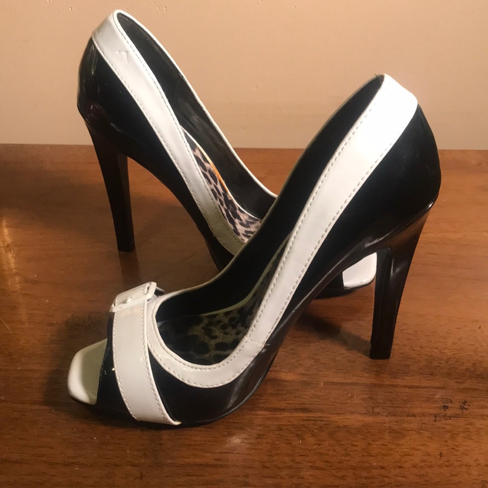 Joey Black and White Heels Size 6